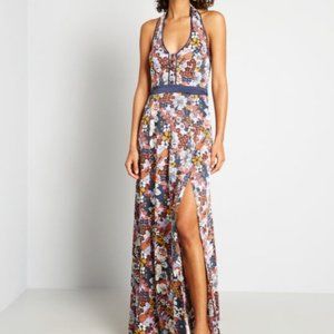 ModCloth Nostalgia Queen Maxi Halter Dress Size 10